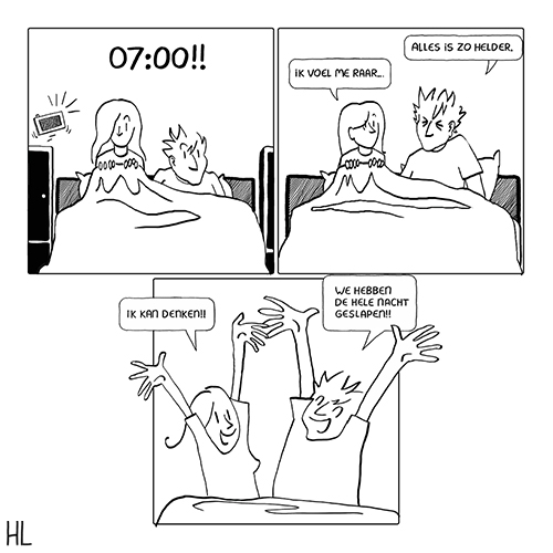 Cartoon on the first night that the kids did not wake us. 