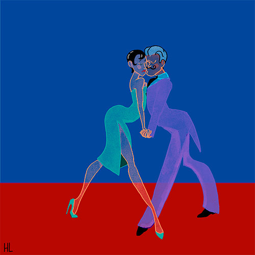 Tango dansende paar doorzichtig.